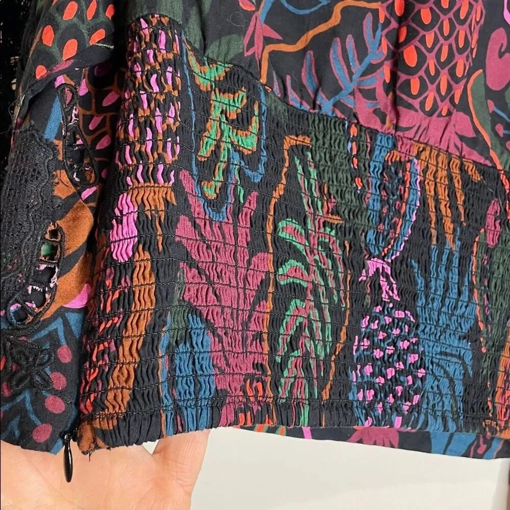 FARM Rio Women’s Frutis Dream Puff Sleeve Blouse Size Large